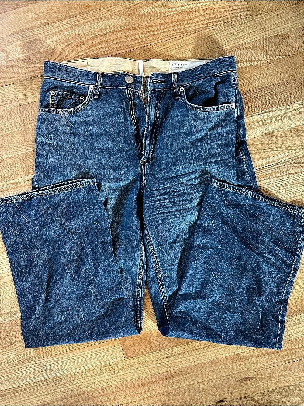 rag & bone Featherweight Logan Wide-Leg Jean Jeans Blue Waist 31